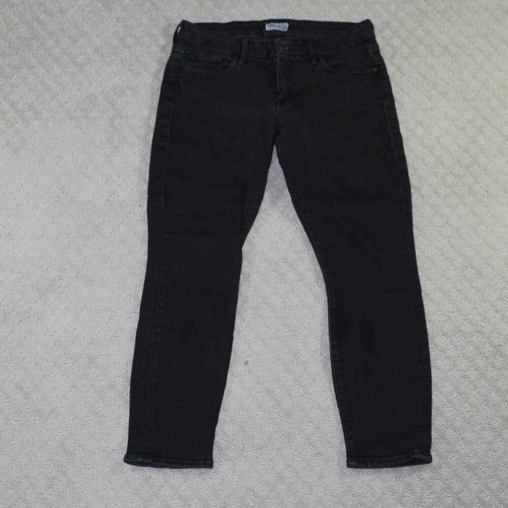 MOTHER Slim Black Ankle-Length Cropped Jeans
